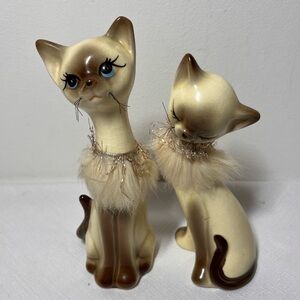 Vintage Siamese Cat Figurines – Mid-Century MCM Japan Ceramic Cats – Giftcraft
